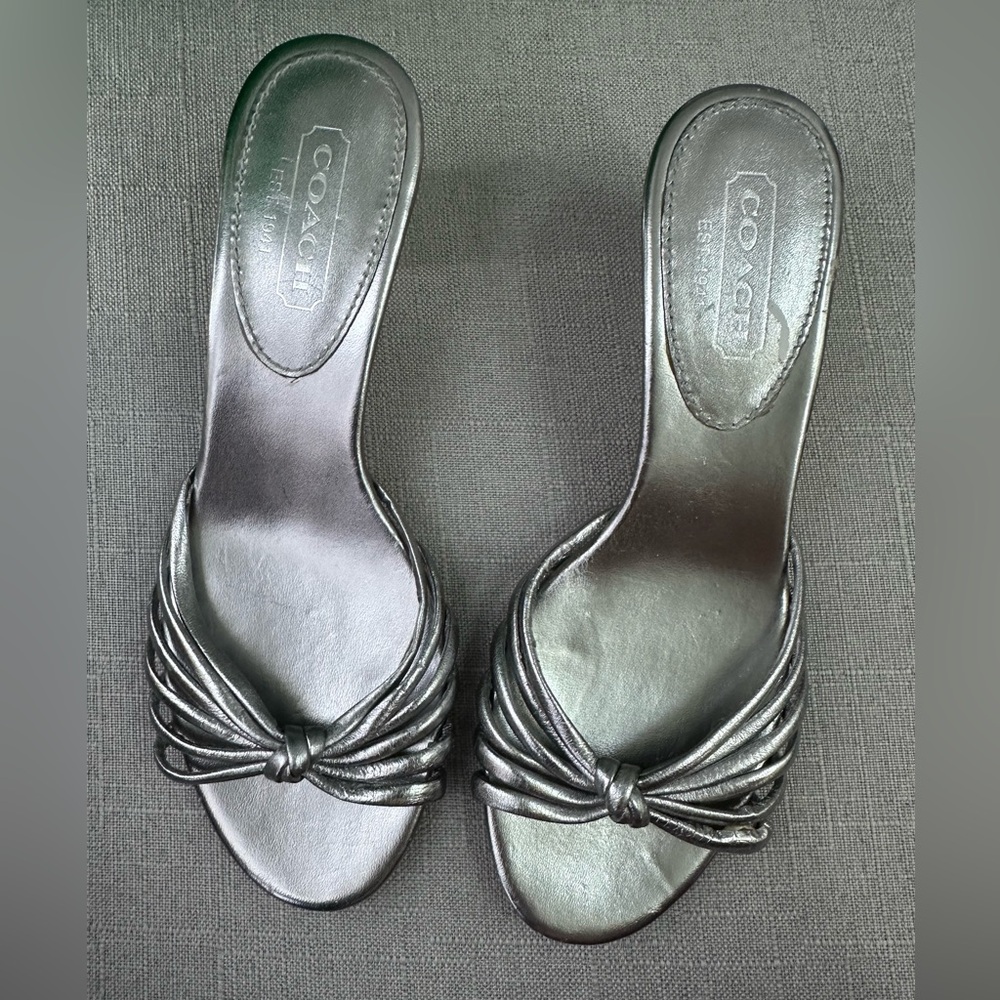 Coach Women's Metallic Silver Heels